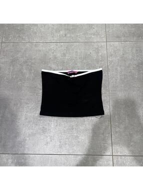 Edikted Black Tube Top with White Contrast Trim